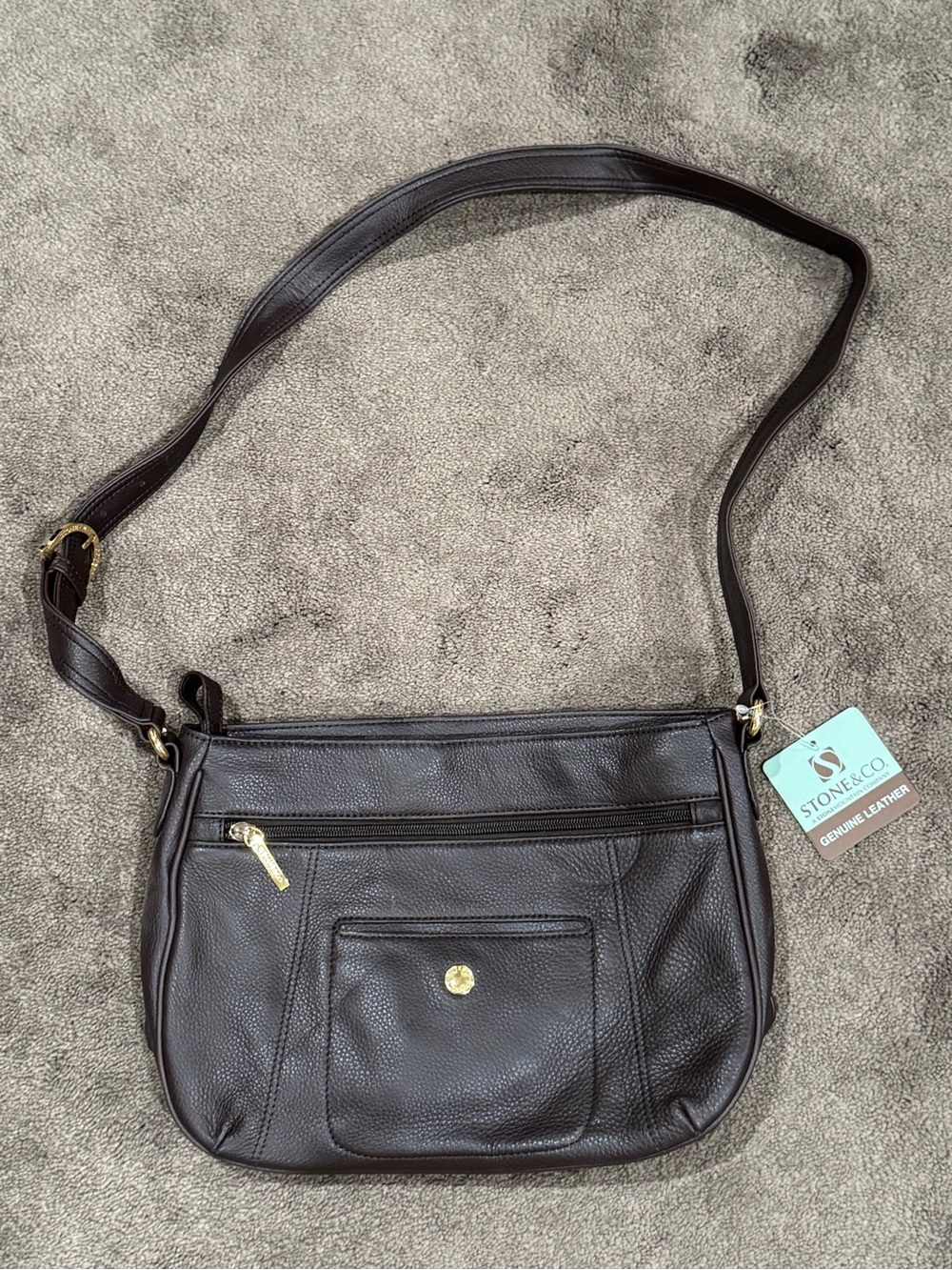 NWT Stone & Co. “Molly Bucket Bag” Brown Genuine Leather Shoulder Purse